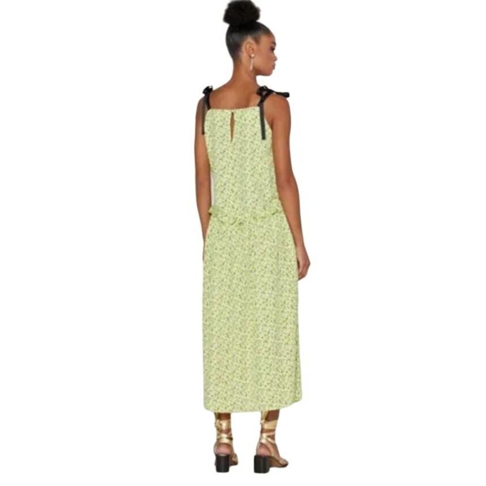 Topshop Sleeveless Floral Square Neck Drop Waist Midi Dress Tie Strap Size 8 - Picture 14 of 14